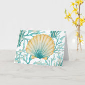 Turquoise Waterverf ZeeSchelp Kaart (Gele Bloem)
