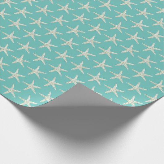 turquoise Waterverf-zeester Cadeaupapier (Hoek)
