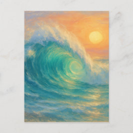 Turquoise Wave - Pastel Painting Style Art Briefkaart