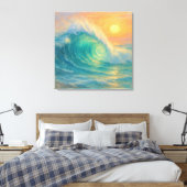 Turquoise Wave - Pastel Painting Style Art Canvas Afdruk (Insitu (Slaapkamer))