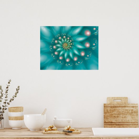 Turquoise Wave Poster (Keuken)