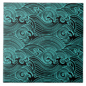 Turquoise Waves Euclidean Pattern Ceramic Tegel Tegeltje (Voorkant)