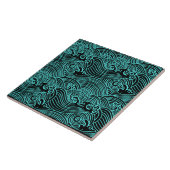 Turquoise Waves Euclidean Pattern Ceramic Tegel Tegeltje (Zijkant)