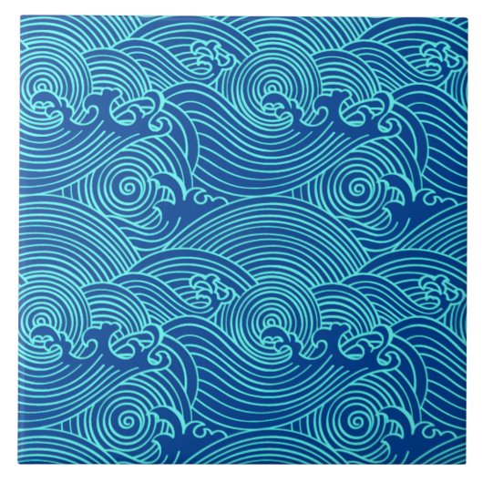 Turquoise Waves Euclidean Pattern Ceramic Tegel Tegeltje (Voorkant)