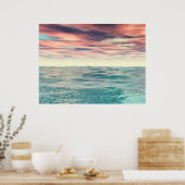 Turquoise Waves Poster (Keuken)