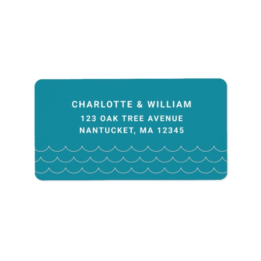 Turquoise Waves Return Address Etiket (Voorkant)