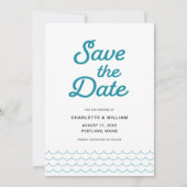 Turquoise Waves with Your Photo Save the Date Card (Voorkant)