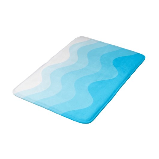 Turquoise Wavey Stripe Modern Bath Mat (Gekanteld)