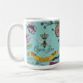 Turquoise We Love You Kinder foto & naam Queen Bee Koffiemok (Links)