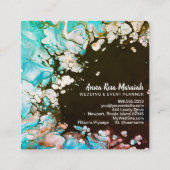 *~* Turquoise Wedding Beauty Abstract Beach  Vierkante Visitekaartje (Achterkant)