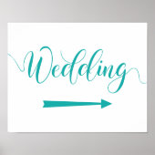 Turquoise Wedding Directions Sign Right Arrow Poster (Voorkant)