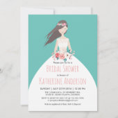 Turquoise Wedding Dress Bridal Shower Kaart (Voorkant)