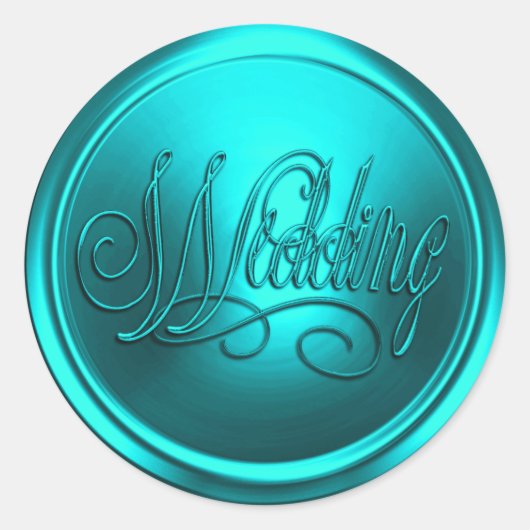 Turquoise Wedding Envelope Seal Ronde Sticker (Voorkant)