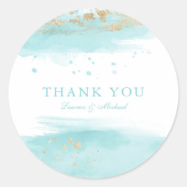 Turquoise Wedding Favor Bedankt Ronde Sticker