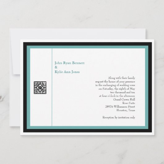 Turquoise Wedding Invitation Kaart (Voorkant)