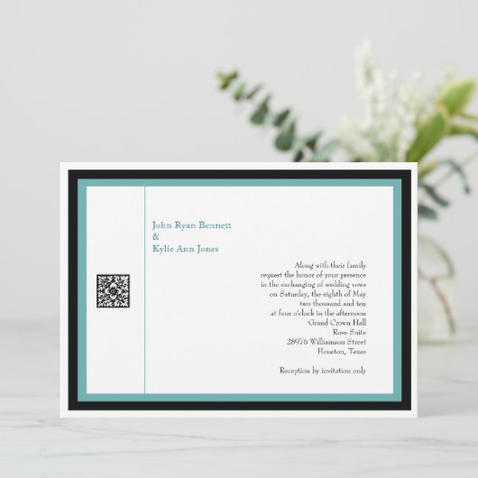 Turquoise Wedding Invitation Kaart (Staand voorkant)