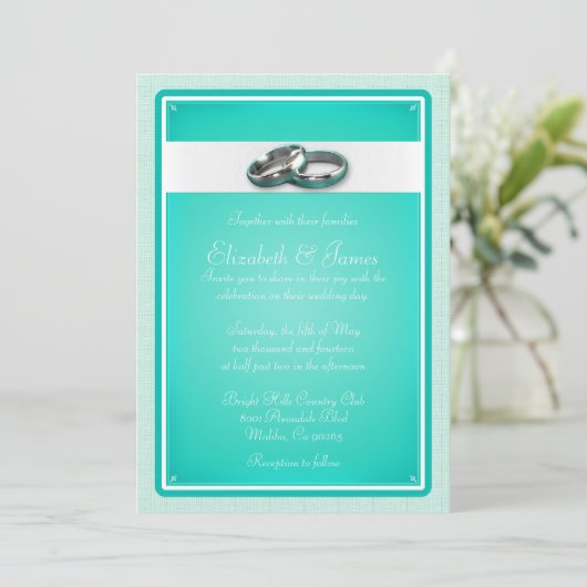 Turquoise Wedding Invitations Kaart (Staand voorkant)