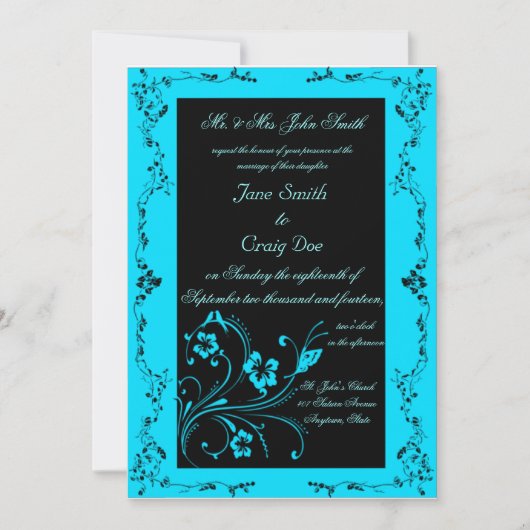 Turquoise Wedding Invitations Kaart (Voorkant)