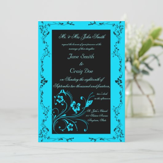 Turquoise Wedding Invitations Kaart (Staand voorkant)