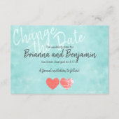 Turquoise Wedding Postponement Card Advieskaart (Voorkant)