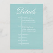 Turquoise Wedding Timeline Details Simple RSVP Informatiekaartje (Voorkant)