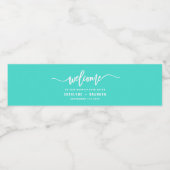 Turquoise Welkom Lettering Aangepaste bruiloft Waterfles Etiket (Enkel label)