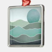 Turquoise Wereld Landschap Metalen Ornament (Links)