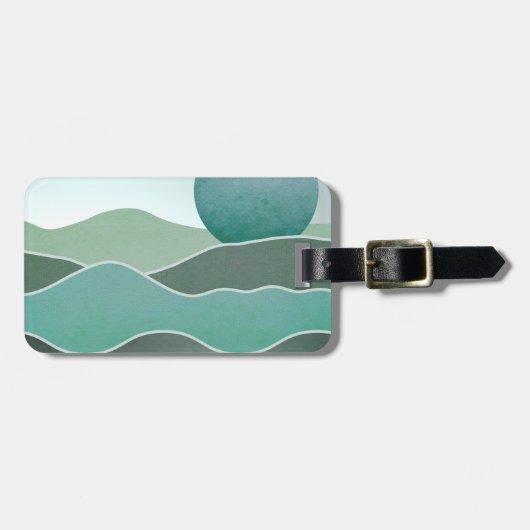 Turquoise wereldlandschap bagagelabel (Voorkant horizontaal)