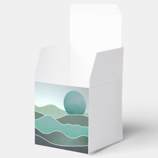 Turquoise wereldlandschap bedankdoosjes (Geopend)