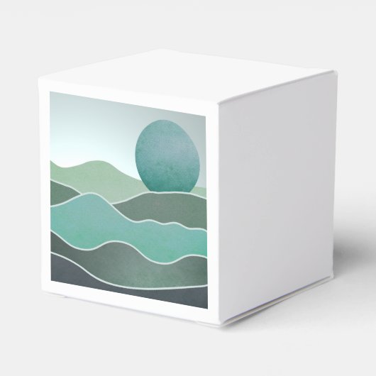 Turquoise wereldlandschap bedankdoosjes (Achterkant)