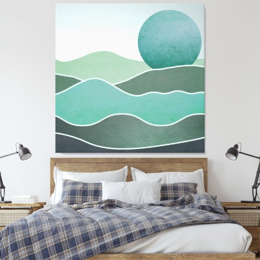 Turquoise wereldlandschap canvas afdruk (Insitu (Slaapkamer))