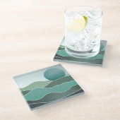 Turquoise wereldlandschap glazen onderzetter (Schuin)