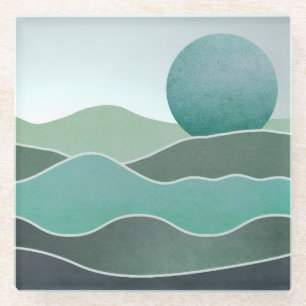 Turquoise wereldlandschap glazen onderzetter