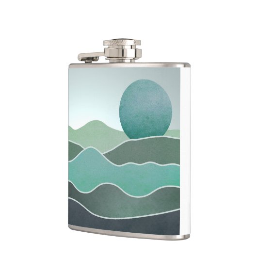 Turquoise wereldlandschap heupfles (Links)