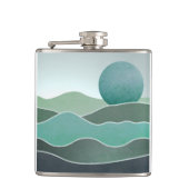 Turquoise wereldlandschap heupfles (Voorkant)