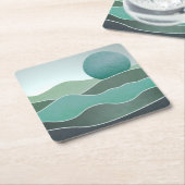 Turquoise wereldlandschap kartonnen onderzetters (Schuin)