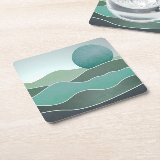 Turquoise wereldlandschap kartonnen onderzetters (Schuin)