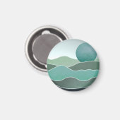 Turquoise wereldlandschap magneet (Voorkant / Achterkant)