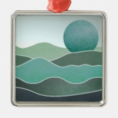 Turquoise wereldlandschap metalen ornament (Voorkant)