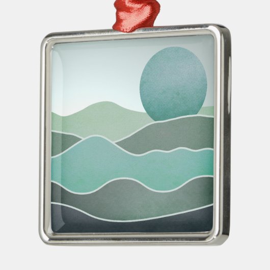 Turquoise wereldlandschap metalen ornament (Links)