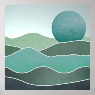 Turquoise wereldlandschap poster