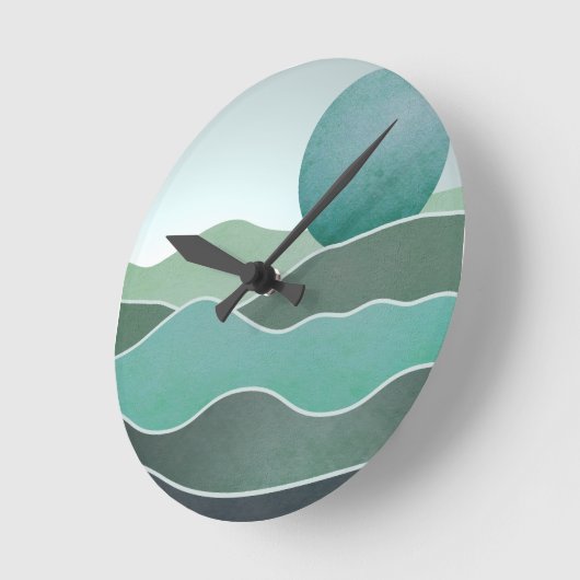 Turquoise wereldlandschap ronde klok (Hoek)