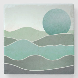 Turquoise wereldlandschap stenen onderzetter
