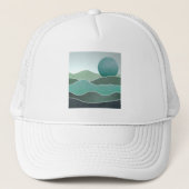 Turquoise wereldlandschap trucker pet (Voorkant)