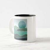 Turquoise wereldlandschap tweekleurige koffiemok (Voorkant links)