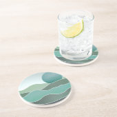 Turquoise wereldlandschap zandsteen onderzetter (Zijkant)