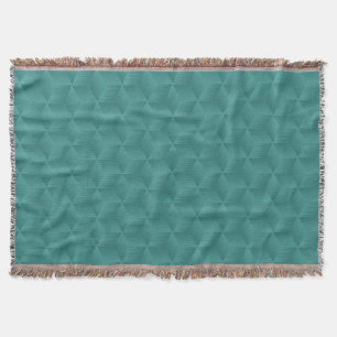 Turquoise werpdeken met een subtiel 3D-kubuspatroo Deken