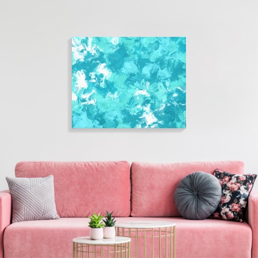Turquoise werveling Abstract kunstcanvas Canvas Afdruk (Insitu (Woonkamer))
