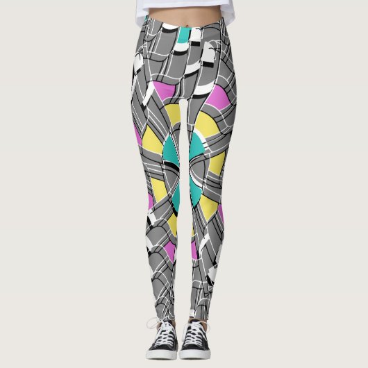 Turquoise werveling - leggings (Voorkant)