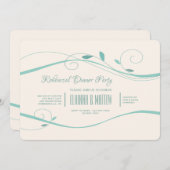 turquoise wervelingen-uitnodiging kaart (Voorkant / Achterkant)
